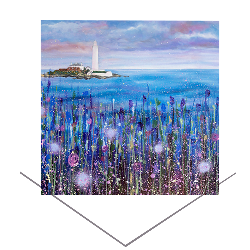 St Marys Lighthouse Blue Greeting Card